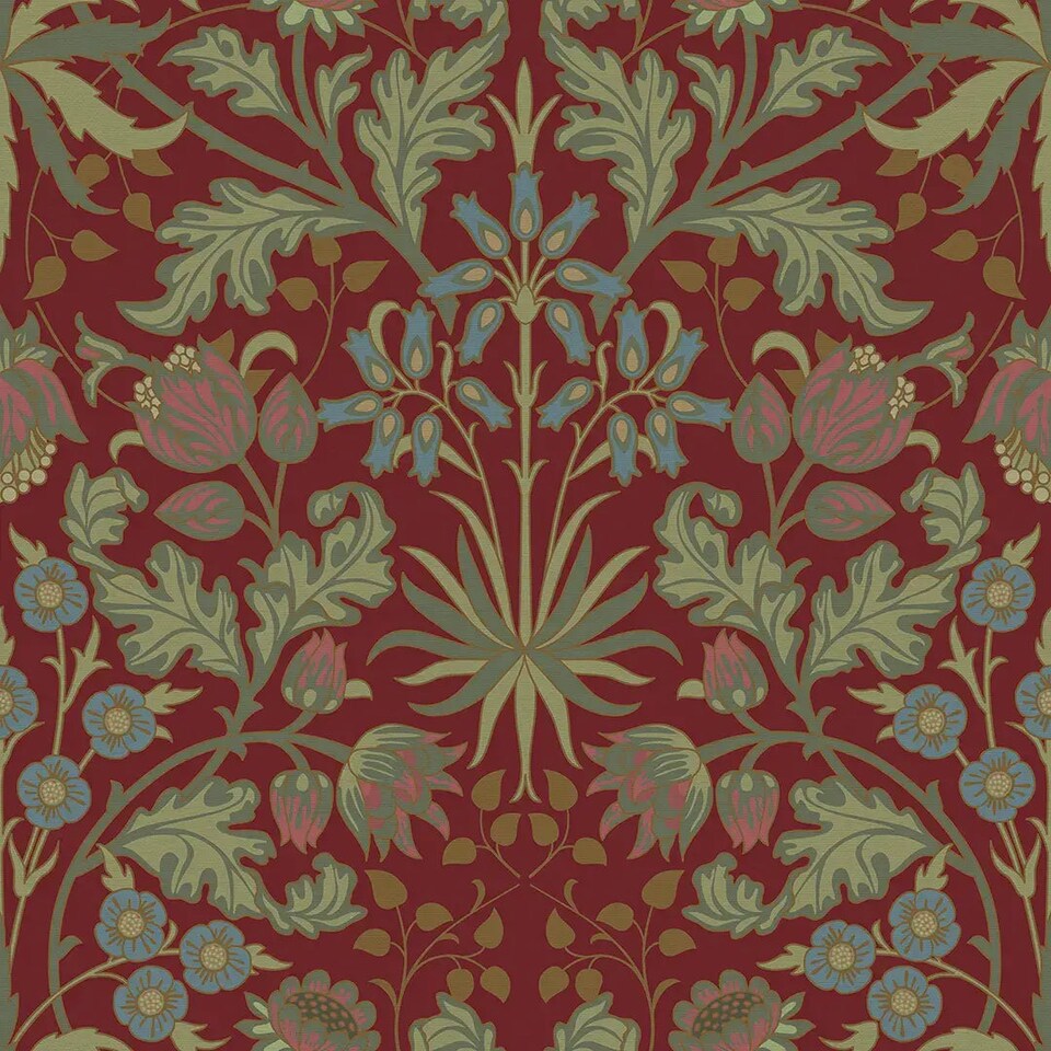 Sample of Tulip Trellis Wallpaper in Burgundy | Red | Burgundy