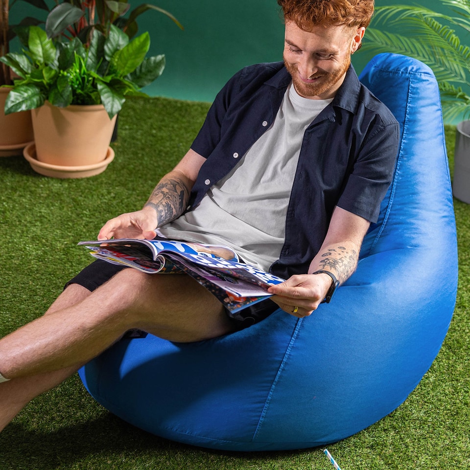 image 1 of icon Dalton High Back Adult Gaming Indoor Outdoor Bean Bag Chair, Blue