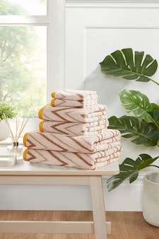 Helix Pure Cotton Face Cloth Towels Set Of 4 | Brown | Face cloth | 4