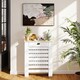 image 7 of HOMCOM Radiator Cover with Drawer, Horizontal Slat, 78cm, White | White | White with wood-effect top | 1