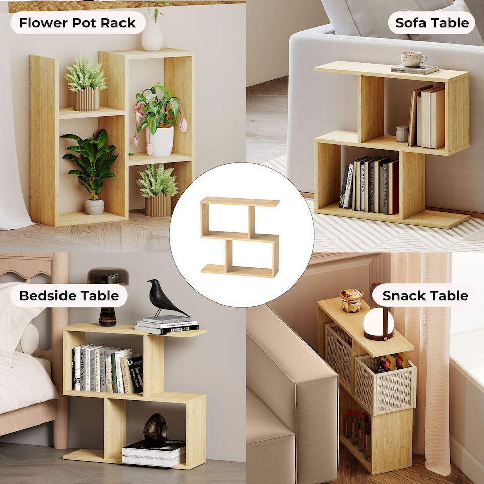 image 1 of Levede Slim Sofa Side Table Narrow End Accent Table 3 Tier for Living Room 20cm | Clear | Natural