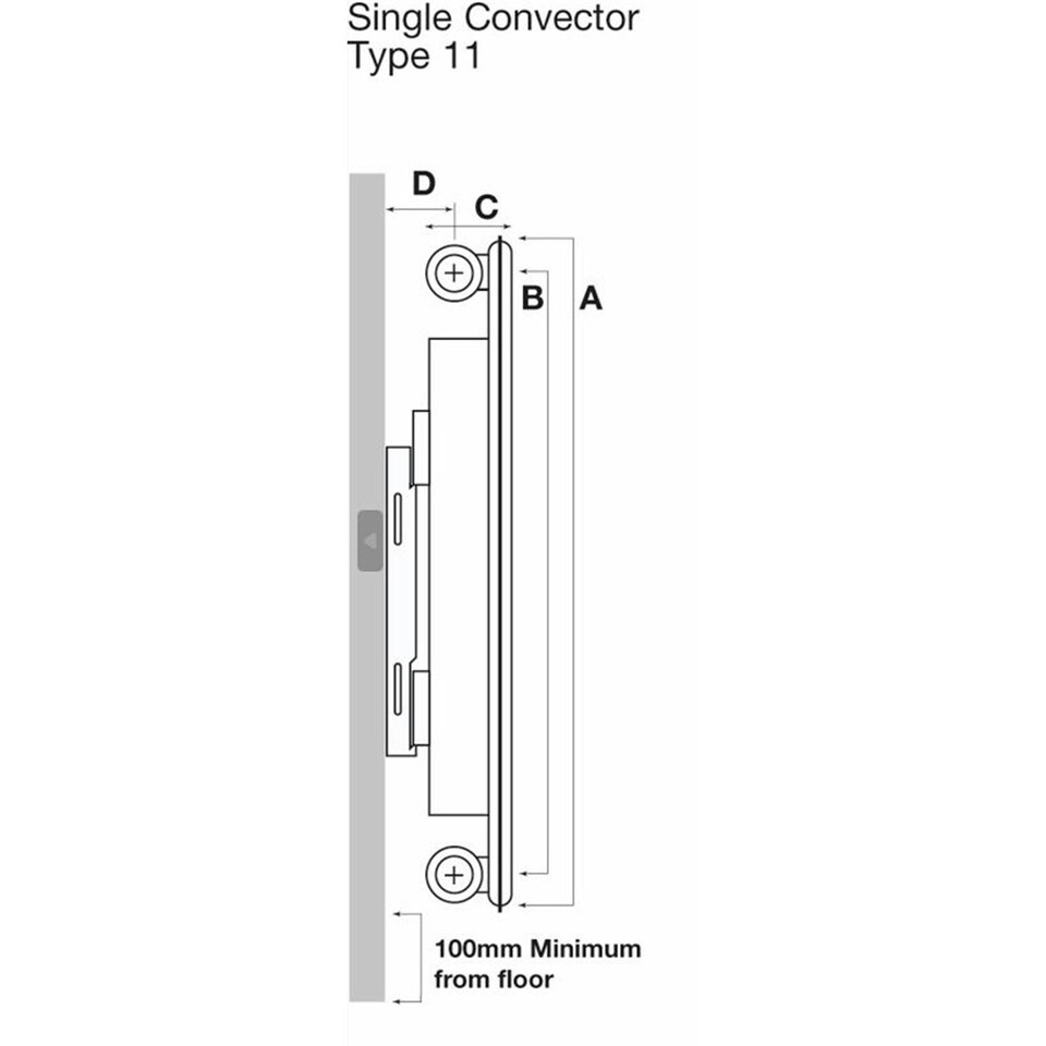 image 1 of 600mm (H) x 600mm (W) - White Horizontal Flat - Type 11 - Radiator (Madrid) - Single Convector - (0.6m x 0.6m) - Depth 56mm