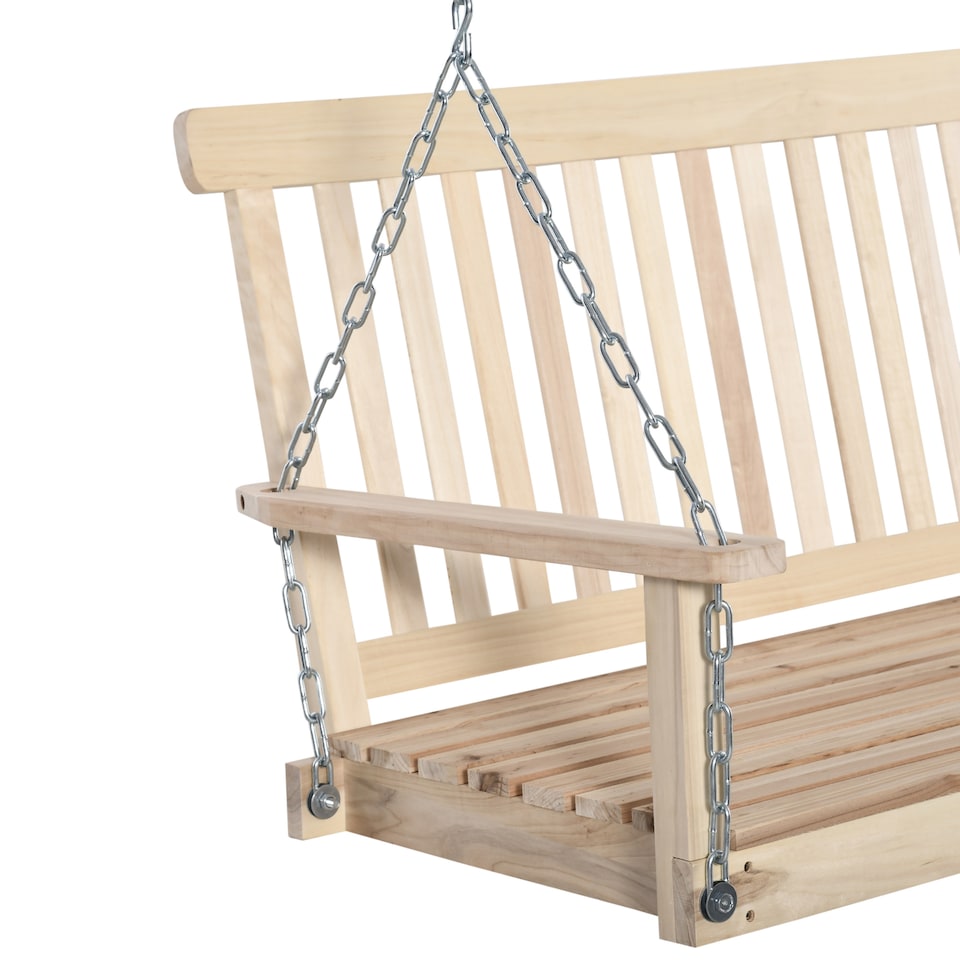 image 1 of Outsunny 2 Seater Porch Wooden Swing Chair Garden Bench w/ Chains Natural | Brown | Natural | Not provided