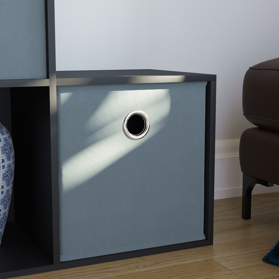 image 1 of Vida Designs Durham 10 Cube Storage Unit, Black & Set of 5 Grey Cube Storage Baskets