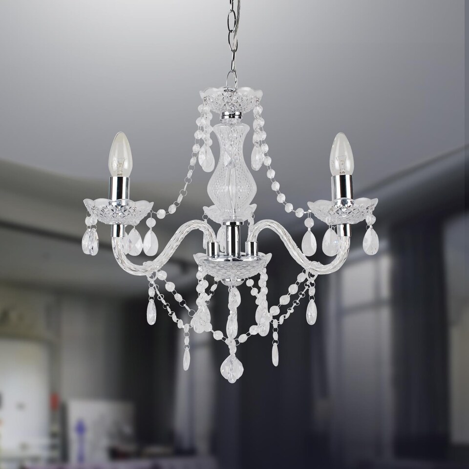 image 1 of Set of 2 Clear and Chrome Marie Therese Style 3 x 40W Chandelier | Clear | Chrome | 2