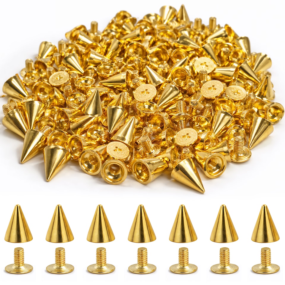 image 1 of 7x10mm Cone Spike Studs Screw Back for Leather Craft - 50pcs