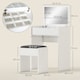 image 5 of HOMCOM Dressing Table with Mirror and Stool, Vanity Makeup Table with Flip Up Mirror, Vanity Desk with Storage Unit and Padded Seat, White