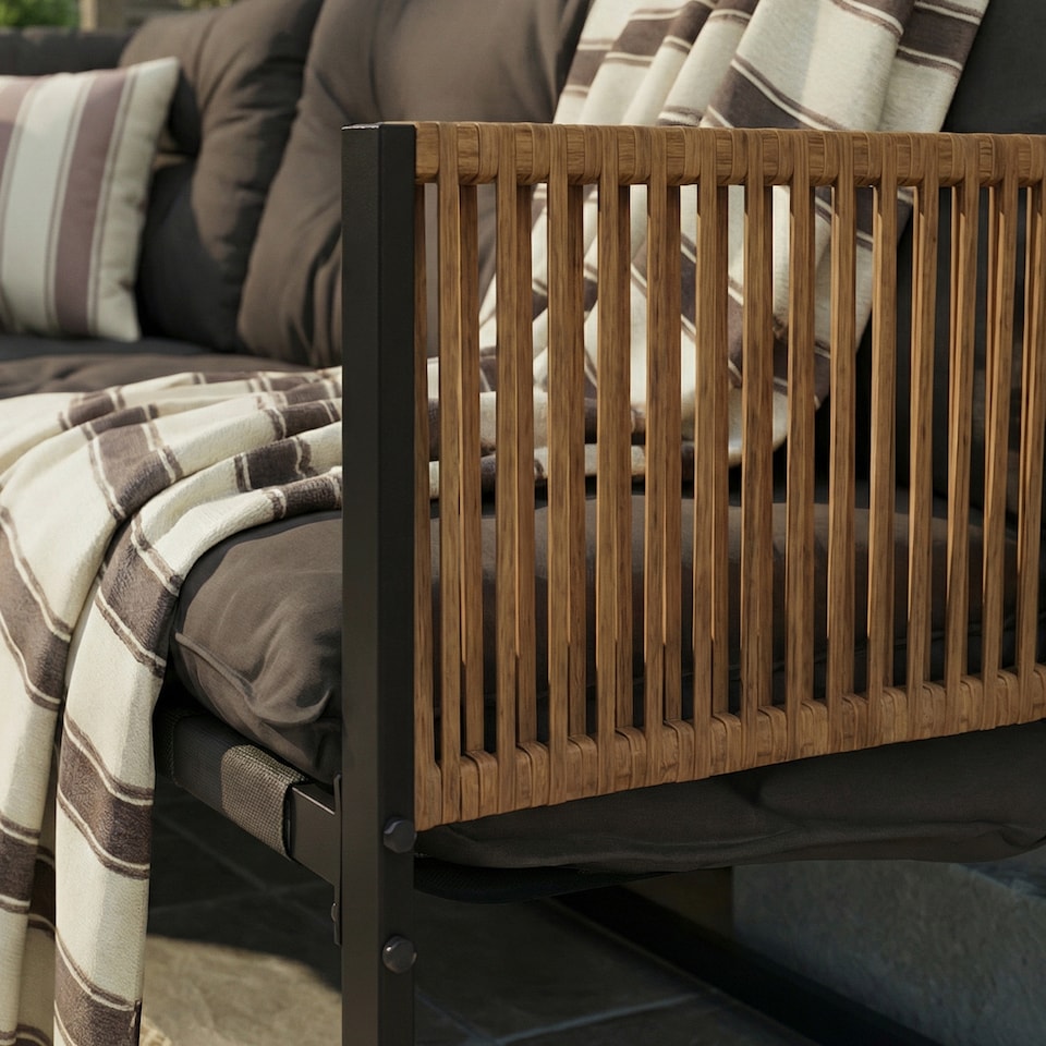 image 1 of OHS Santorini 5 Seater Corner Sofa Table Set Garden Patio Furniture | Brown | Chocolate | Five Plus Seater