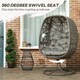 image 3 of Outsunny Foldable Egg Chair with Cushions, Outdoor Swivel Lounger Brown