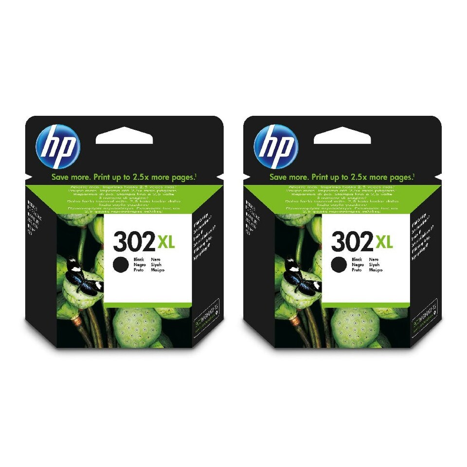 image 1 of 2x HP 302 Black Ink Cartridges Black | 2x HP 302XL Black Original Ink Cartridges