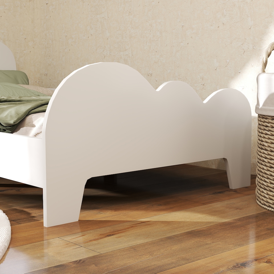image 1 of AIYAPLAY Cloud-Themed Toddler Bed with Safety Rails, 143.5 x 74.5 x 56cm