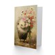 image 2 of Cute Spring Flower Bouquet Oil Woman Hedgehog Her Birthday Card