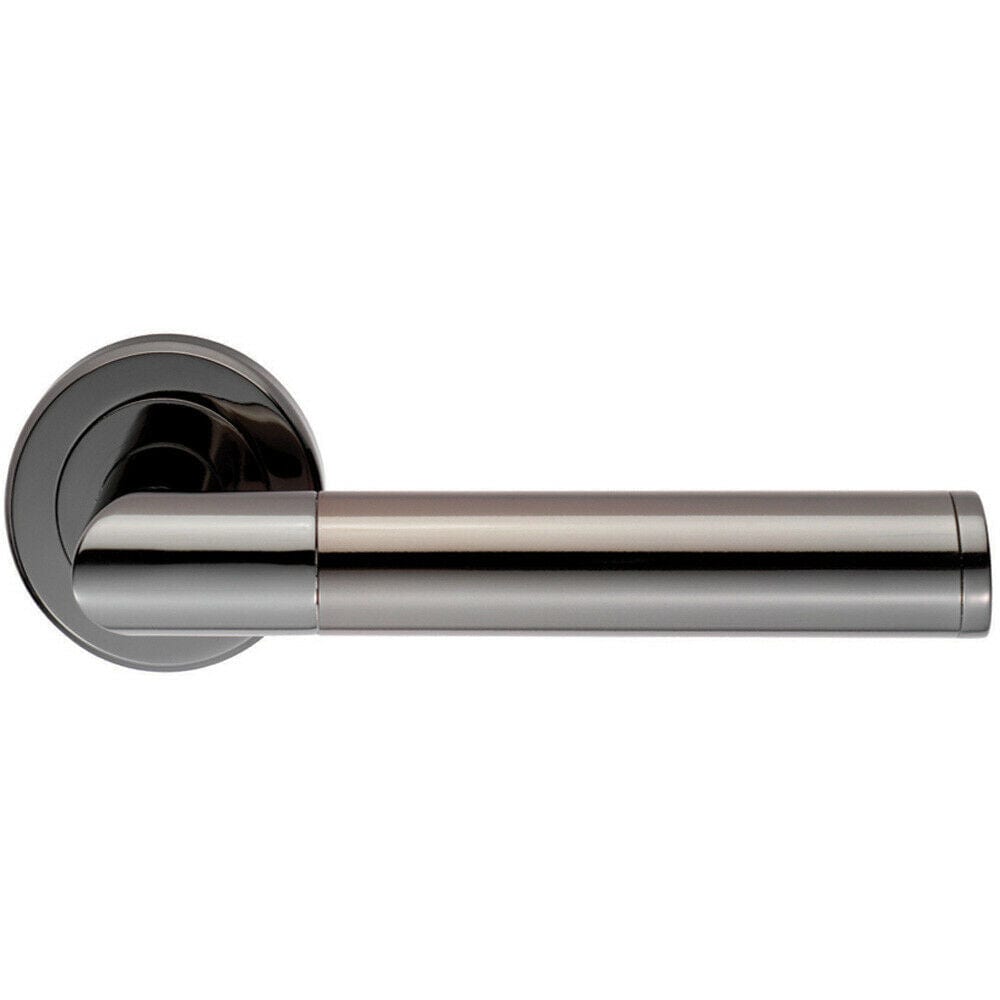 Loops PAIR Sectional Round Bar Handle on Round Rose Concealed Fix Black Nickel in Metallics