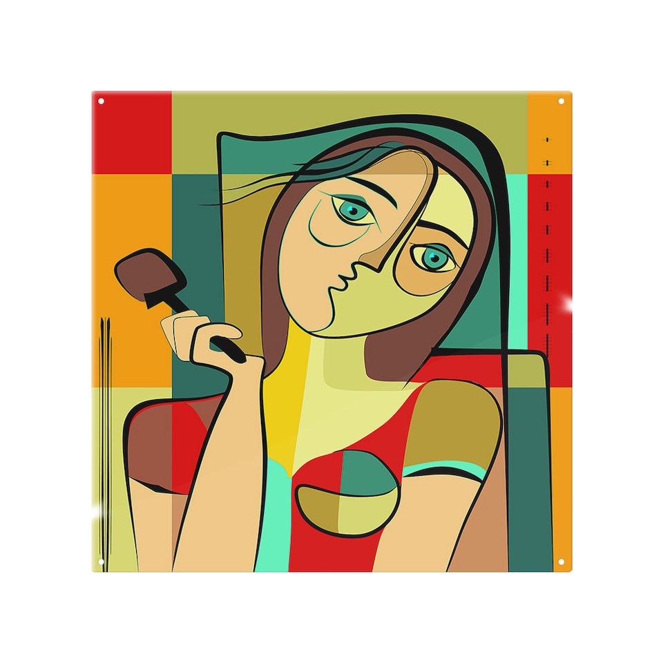 image 1 of woman with chocolate in hand Designer Splash Back | White