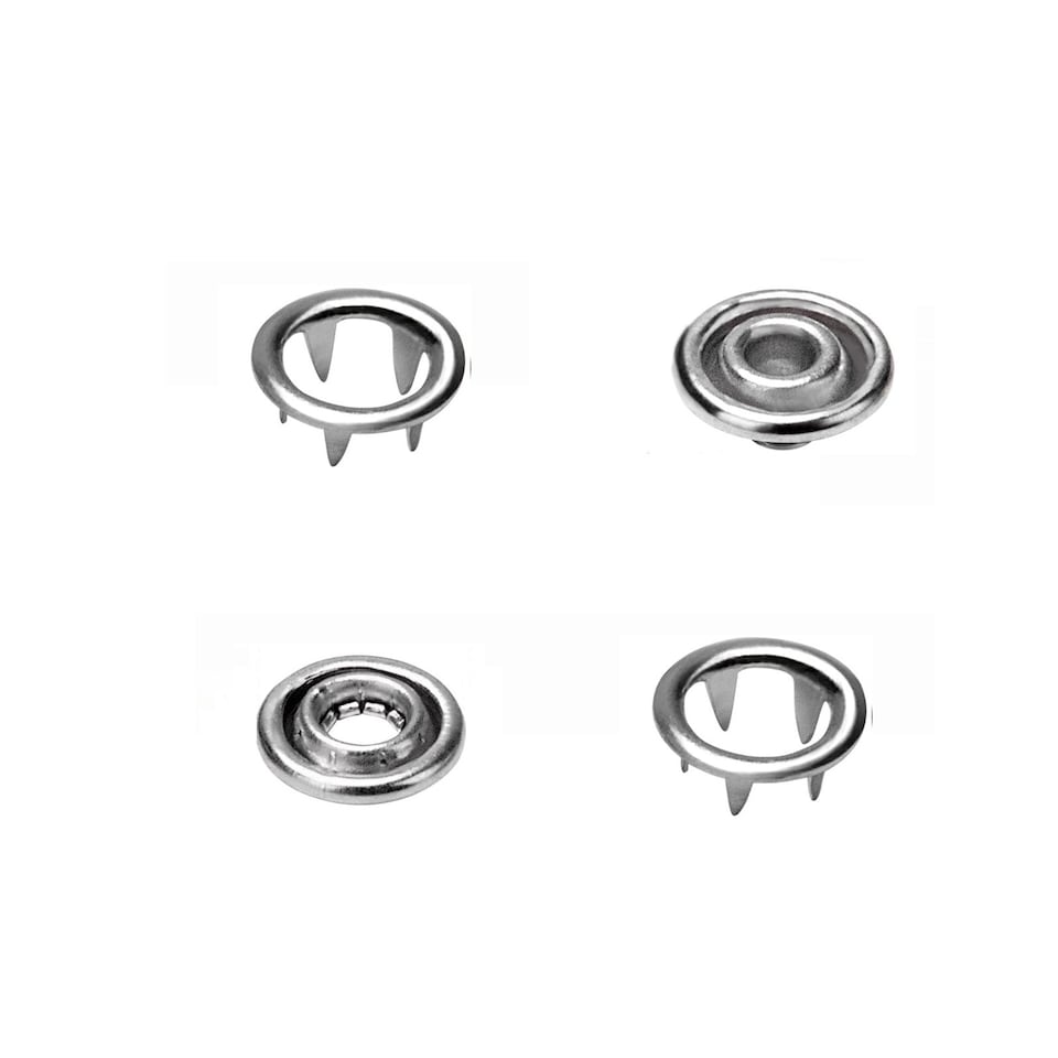 image 1 of 11mm Silver Snap Poppers Prong Ring Press Studs for DIY crafts - 10pcs