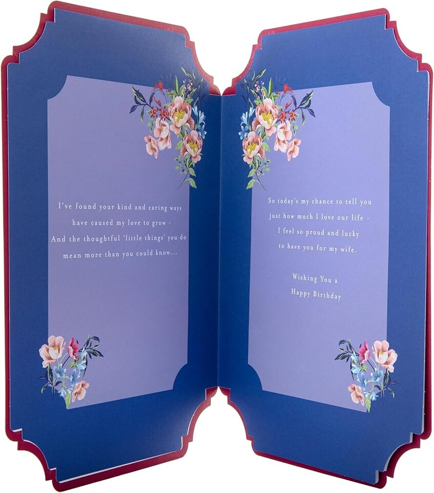image 1 of Pink Traditional Floral Design with Heartfelt Verse Wife Birthday Card