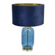 image 1 of ValueLights Leigh Navy Blue and Gold Table Lamp Navy Velvet Gold Shade & Bulb | Blue