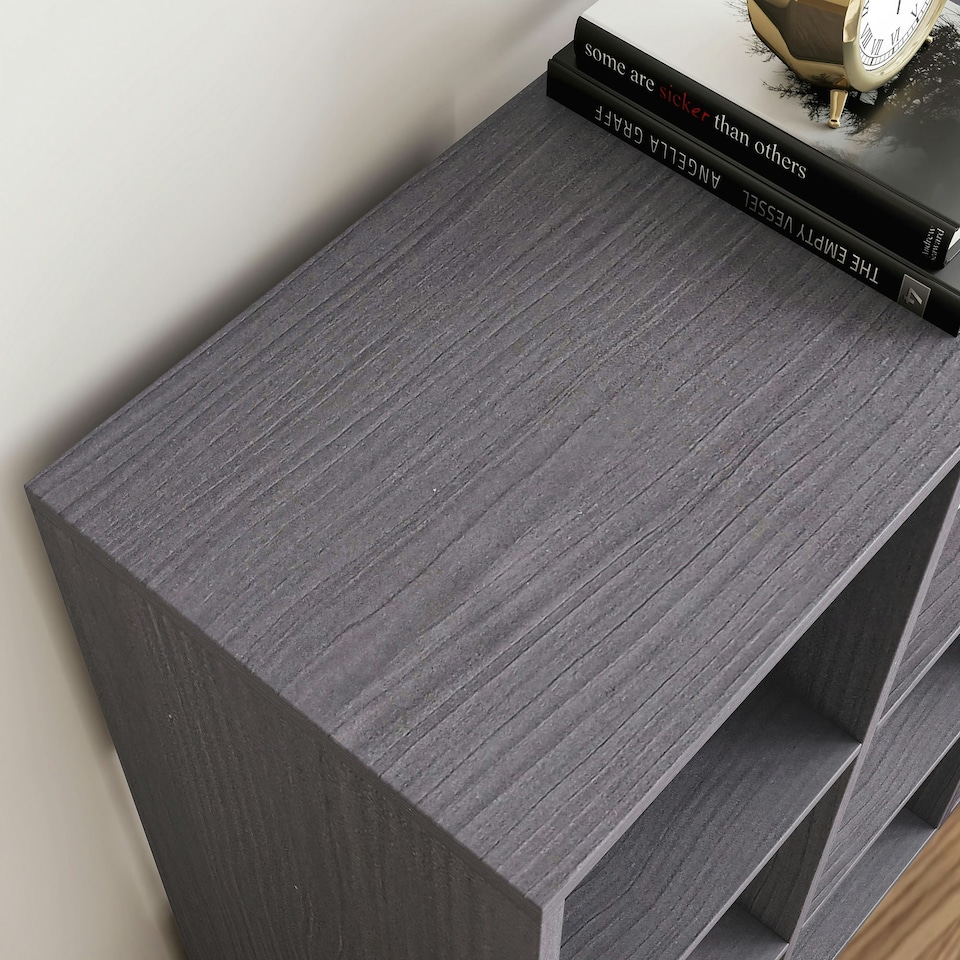 image 1 of HOMCOM 6-Cube Bookshelf, Display Shelving Unit for Home Office, Grey