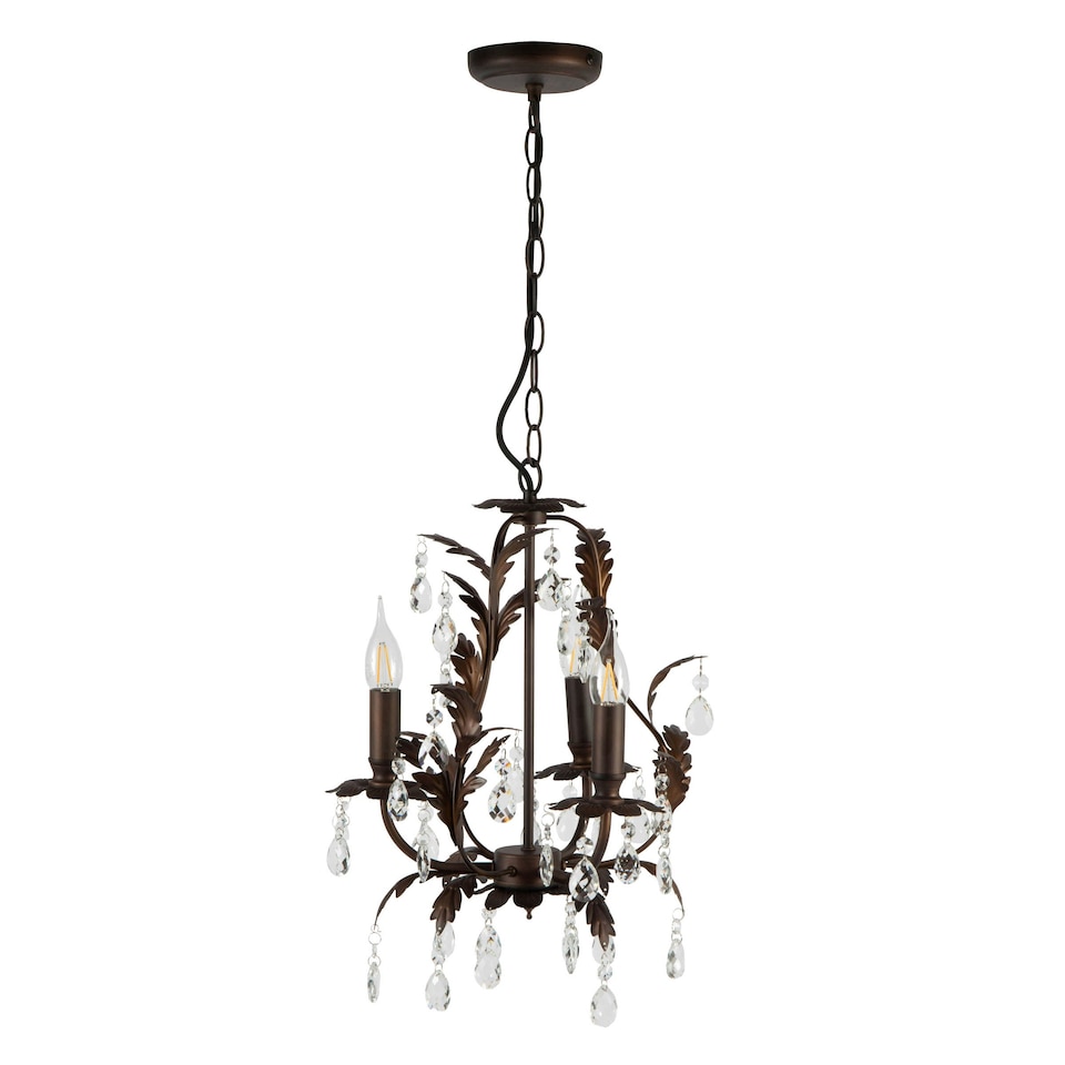 image 1 of BHS Cristalo 3 Light Chandelier, Bronze