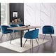 image 9 of Set of 2 Vittorio Velvet Dining Chairs with Black Metal Legs, Quilted Design Modern Accent Chair | Blue