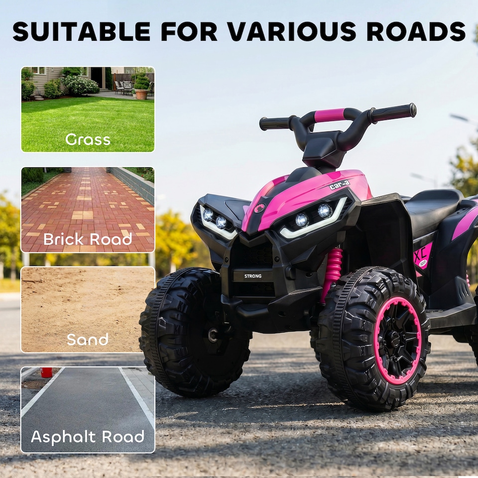 image 1 of HOMCOM 12V Electric Quad Bikes for Kids Ride On Car ATV Toy for 3-5 Years Pink
