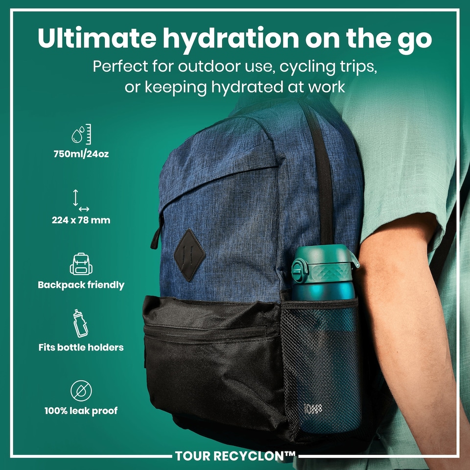 image 1 of Leak Proof Water Bottle, BPA Free, 750ml (24oz) | Blue | Aqua | One Size