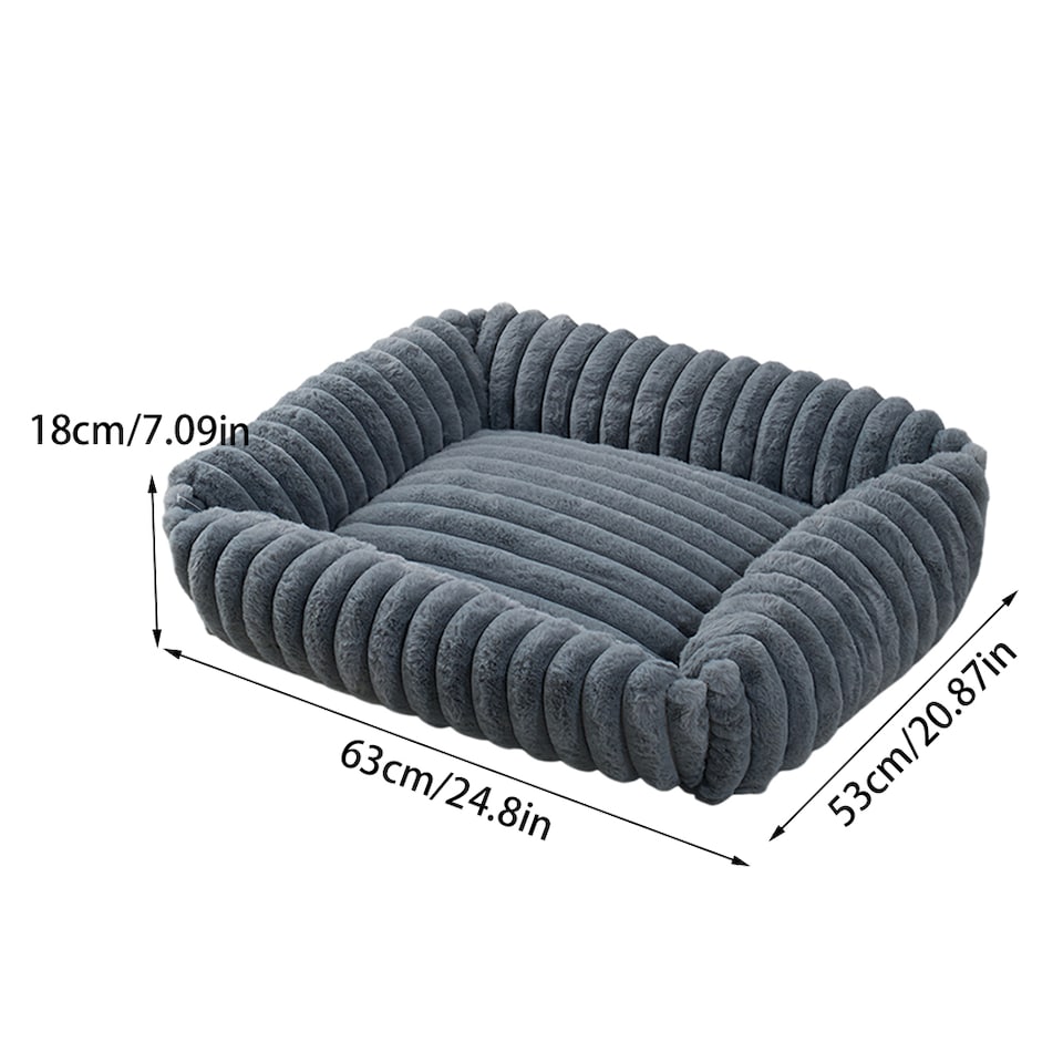 image 1 of Living and Home Soft Dog & Cat Bed,Pet Bolster Bed | Grey | Grey | M | 1