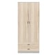 image 5 of 2-Door 2-Drawer Wardrobe with Storage Shelf, and Hanging Space - 180x75x46cm | Grey | Ash Grey & Oak | 1