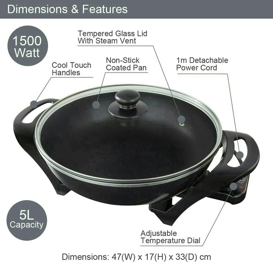 image 1 of Quest 35870 Electric Non Stick Wok