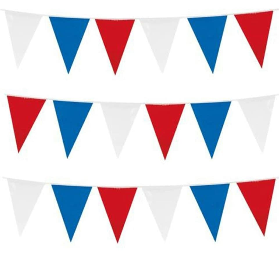 image 1 of 10M Red White and Blue Bunting Garland 20 Flags Union Jack Banner Party Decorations | Multi