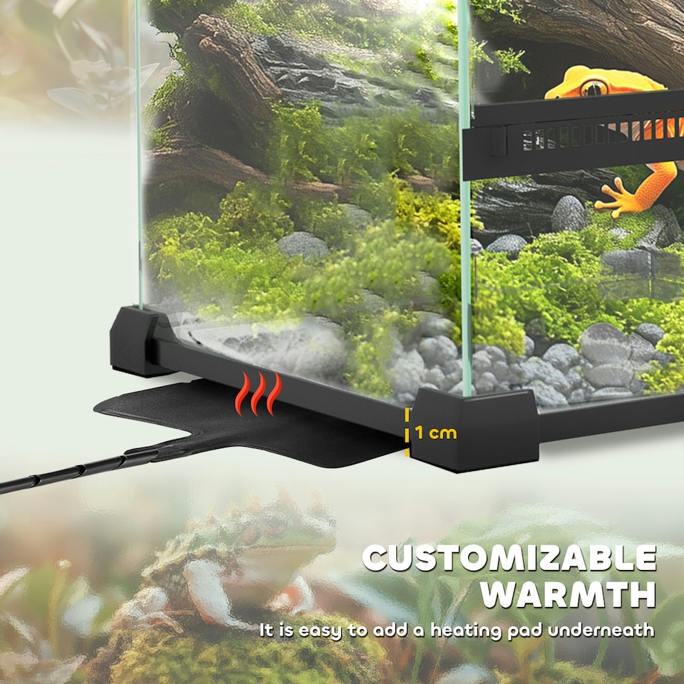 image 1 of PawHut Glass Reptile Terrarium, 12L Vivarium for Lizards, Frogs, Snakes, Turtles