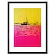 image 1 of Modern Abstract Seaside Port Yellow Hot Pink 9x7" Black Framed Wall Art Print