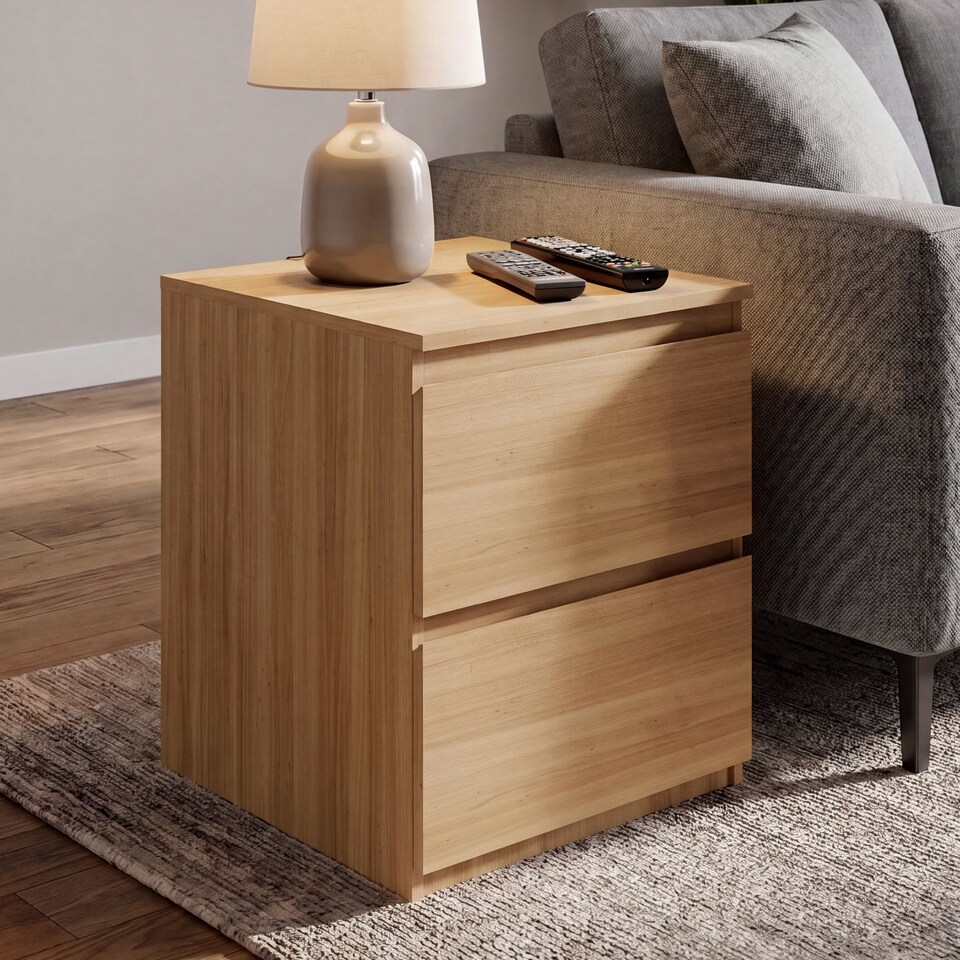 image 1 of Vida Designs Denver Large 2 Drawer Chest of Drawer Bedside Cabinet Nightstand Units Set of 2 - Pine