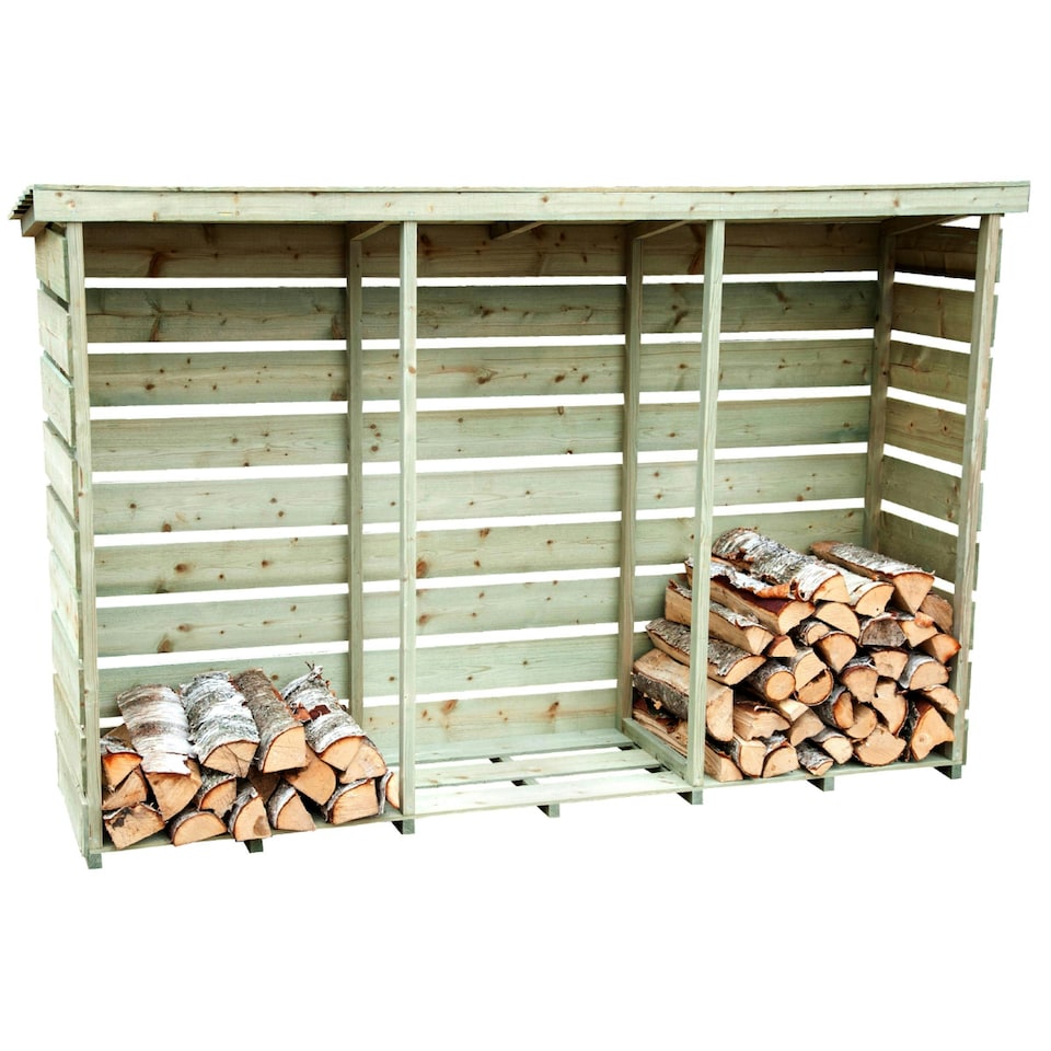 image 1 of Charles Bentley FSC Nordic Spruce Wooden 3 Log Store Firewood Storage Heavy Duty
