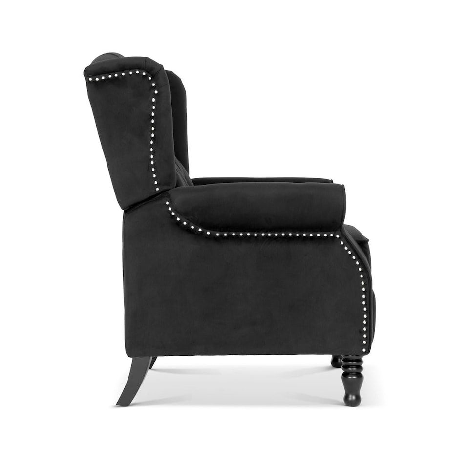 image 1 of Velvet Black Marianna Manual Recliner Wingback Chair