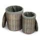 image 1 of Set of 2 Antique Wash Round Linen Basket with Grey Sage Lining | Grey | Grey
