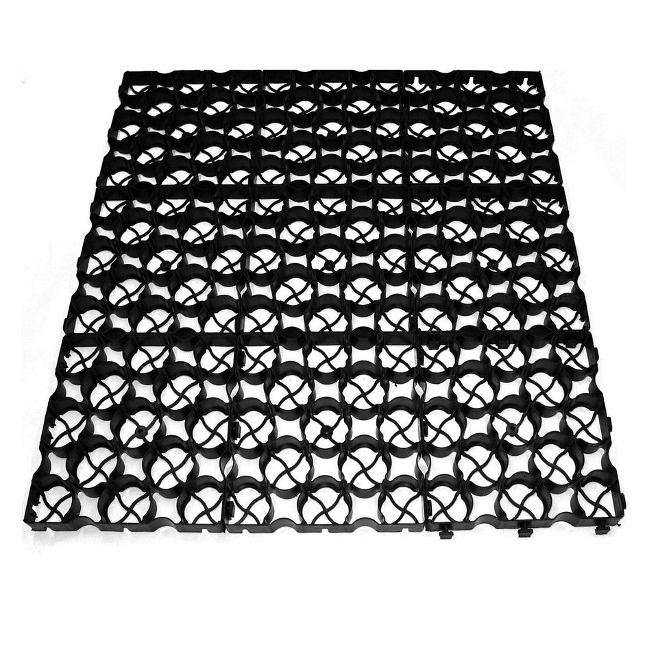image 1 of True Products TruePave 4ft x 3ft Shed Base Kit 12 Interlocking Plastic Grids With Weed Fabric Black