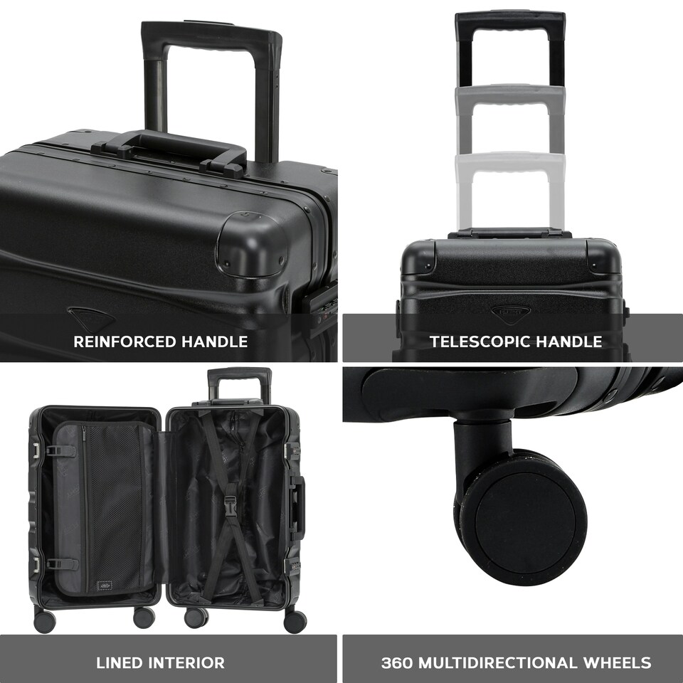 image 1 of Flight Knight Premium Travel Suitcase - 8 Wheels Built-in TSA Lock Aluminium Frame, ABS Hard Shell Carry on Check in Luggage - 100+ Airlines Approved Black | Black Mono | Large
