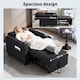 image 6 of HOMCOM 3-in-1 Single Sofa Bed, Convertible Sleeper Chair with Adjustable Backrest, Fabric Pull Out Chair Bed with Pillow, Side Pockets and Cup Holders for Living Room, Bedroom, Black | Black