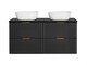 image 1 of Double Sink Bathroom Vanity Unit 1200mm Countertop Ribbed Textured Black Wall Hung Floating - Adel