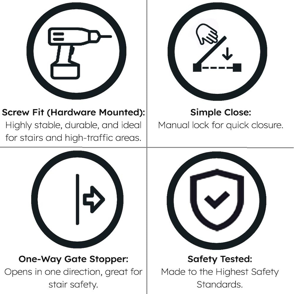 image 1 of Safetots Extra Narrow Stair Gate, White, 56.5cm - 81.5cm, Safety Gate for Toddler, Safety Barrier for Baby