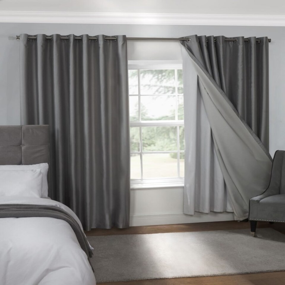 image 1 of Eyelet Blackout Curtain Lining 116cm x 175cm White White | White