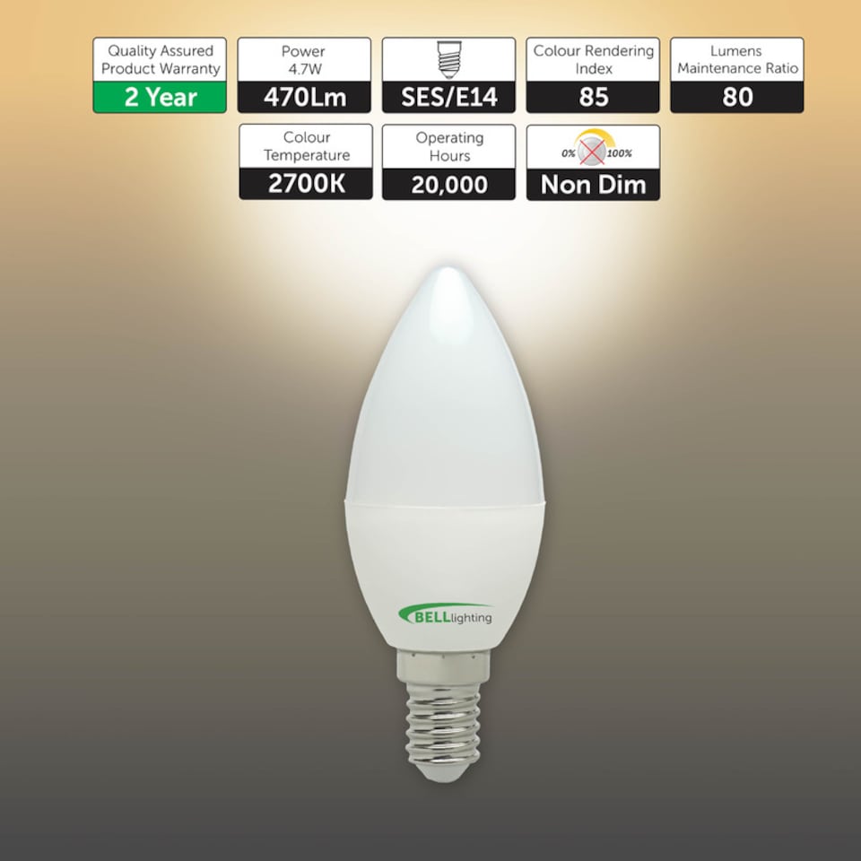 image 1 of BELL Lighting E14 LED Candle 4.7W Energy Saving Light Bulb Warm White 2700K