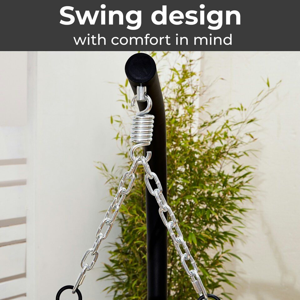 image 1 of Neo Grey Garden Swing Hanging Egg Chair With Cushions