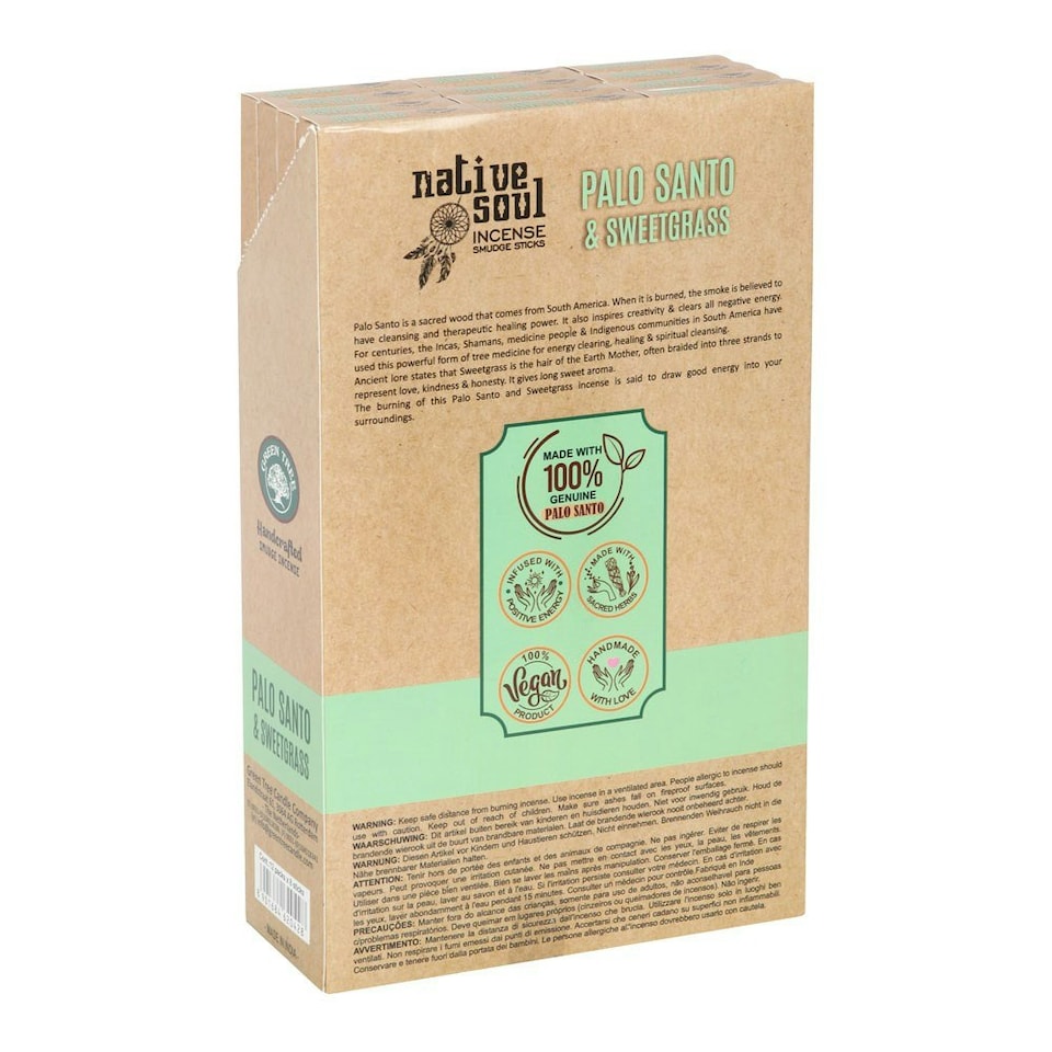 image 1 of Native Soul Palo Santo & Sweet Grass Smudge Incense Sticks (Pack Of 96) - Dark Brown - One Size