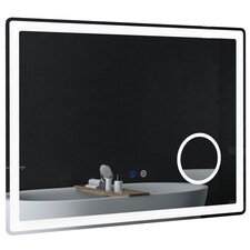 kleankin LED Lighted Bathroom Mirror with 3X Magnifying Mirror, Anti-Fog