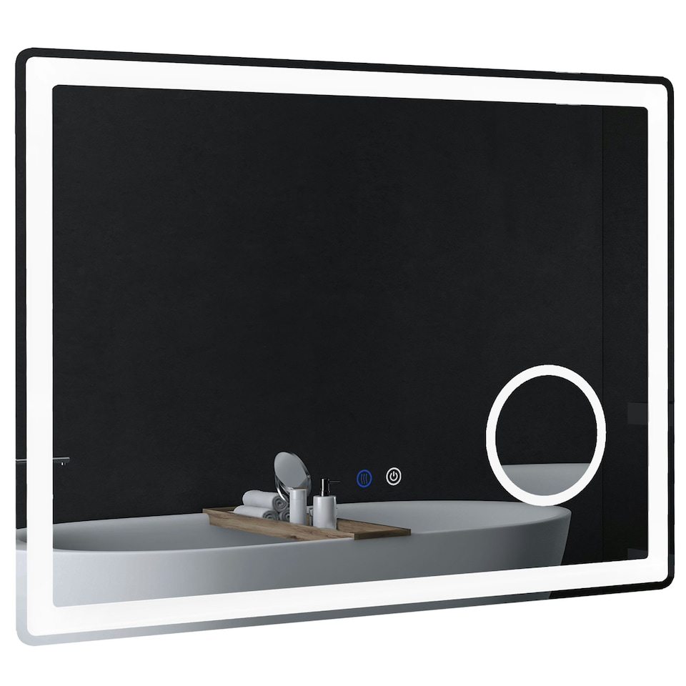 image 1 of kleankin LED Lighted Bathroom Mirror with 3X Magnifying Mirror, Anti-Fog