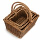 image 3 of Set of 3 Rectangular Unpeeled Willow Shopping Basket Brown | Brown