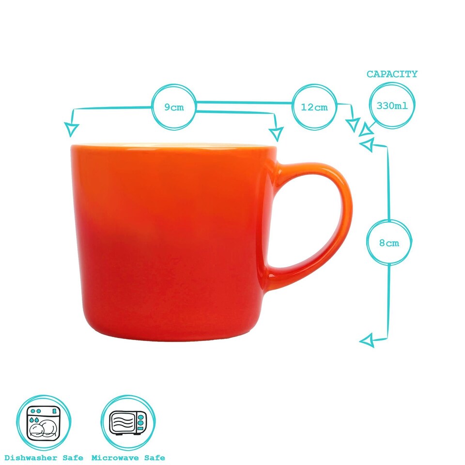 image 1 of Argon Tableware New Bone China Mugs - 330ml - Orange Ombre - Pack of 6 | Orange | Orange | 6