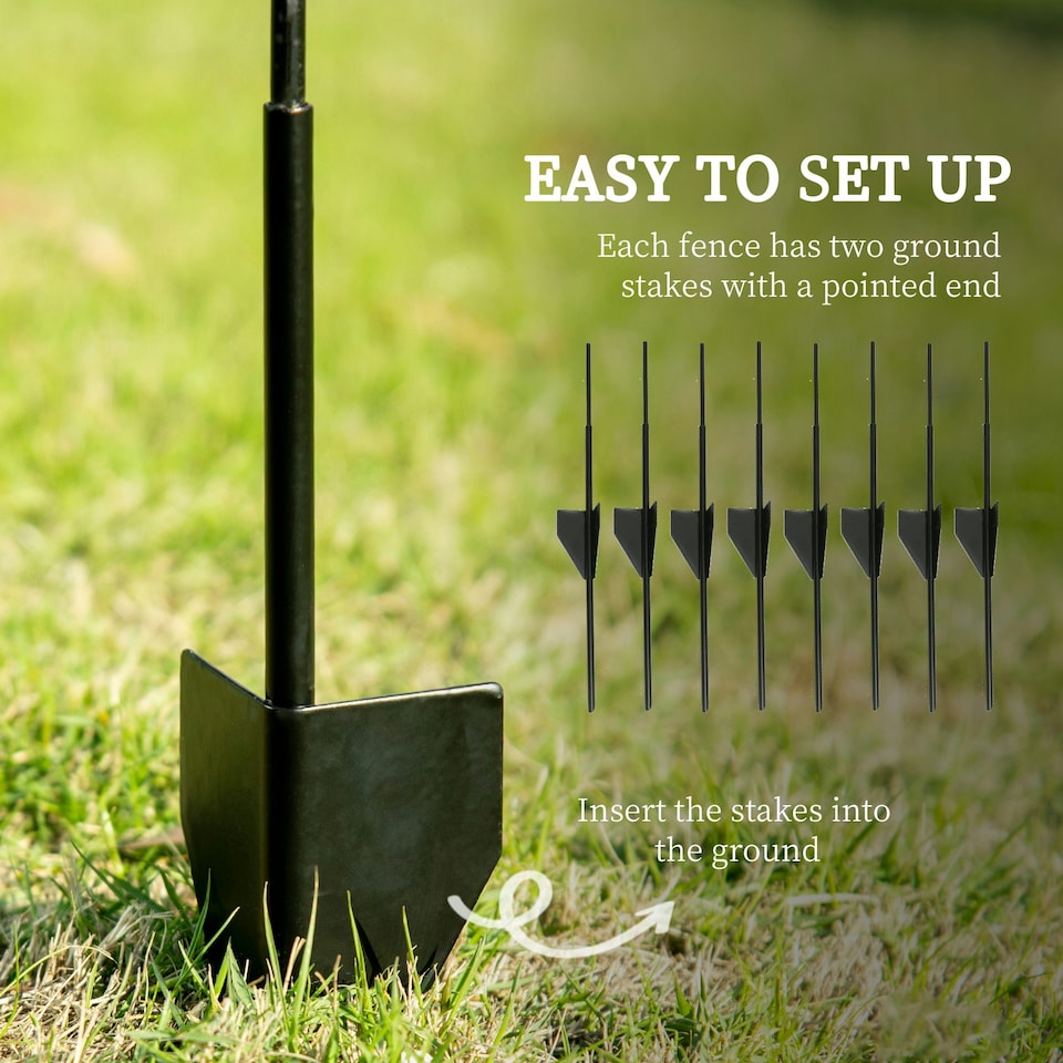 image 1 of Outsunny 4PCs Decorative Garden Fencing 43in x 11.4ft Steel Border Edging Swirls
